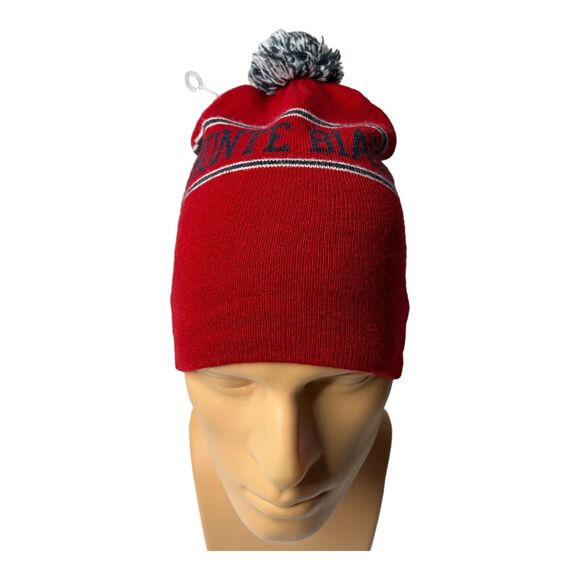 Monte Bianco Beanie Pom Hat Knit Red Winter Cap Adult Red Indie OSFM - Picture 2 of 5